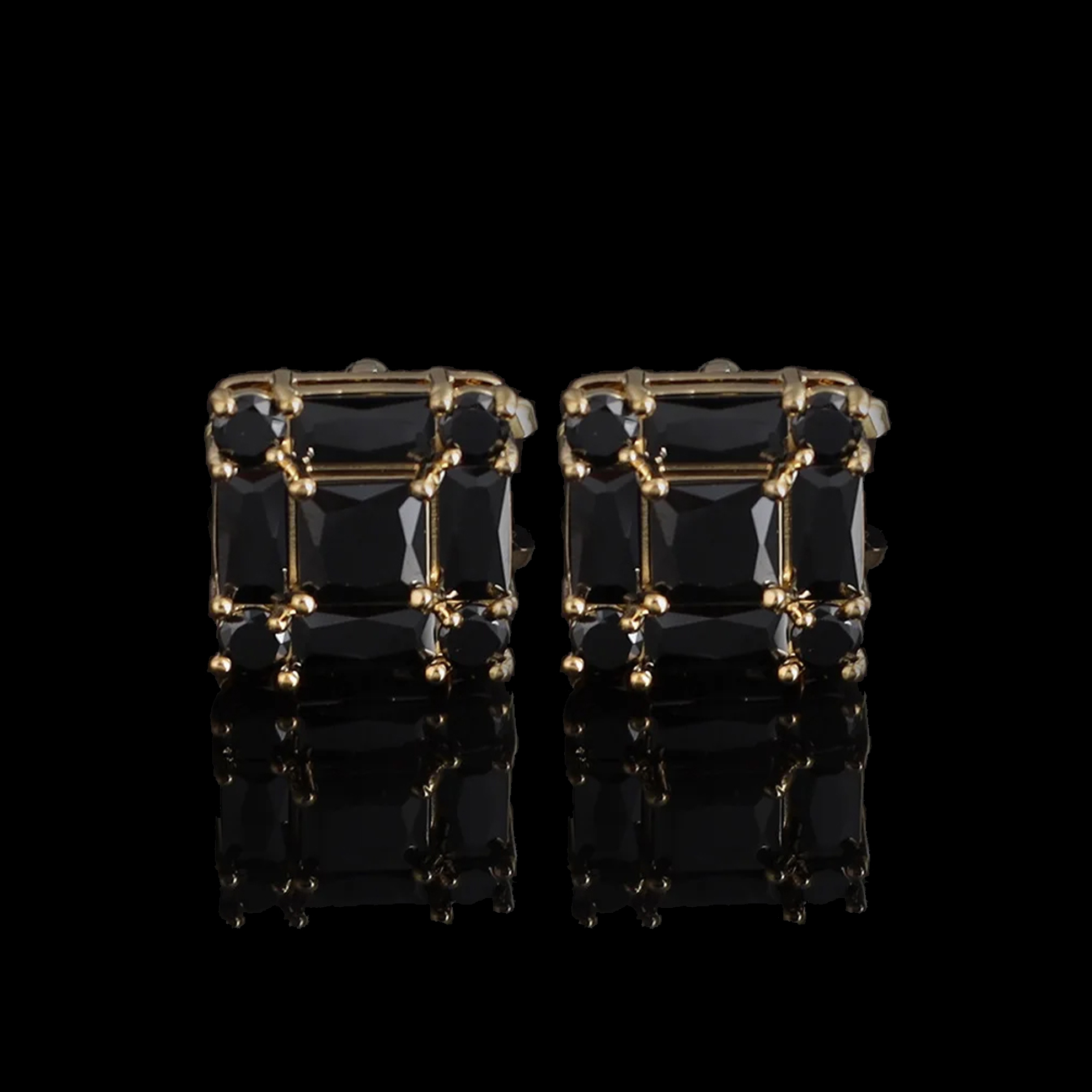Cufflers Designer Black Square Stone Cufflinks Elegant Encrusted Design Free Gift Box – CU-3012-C