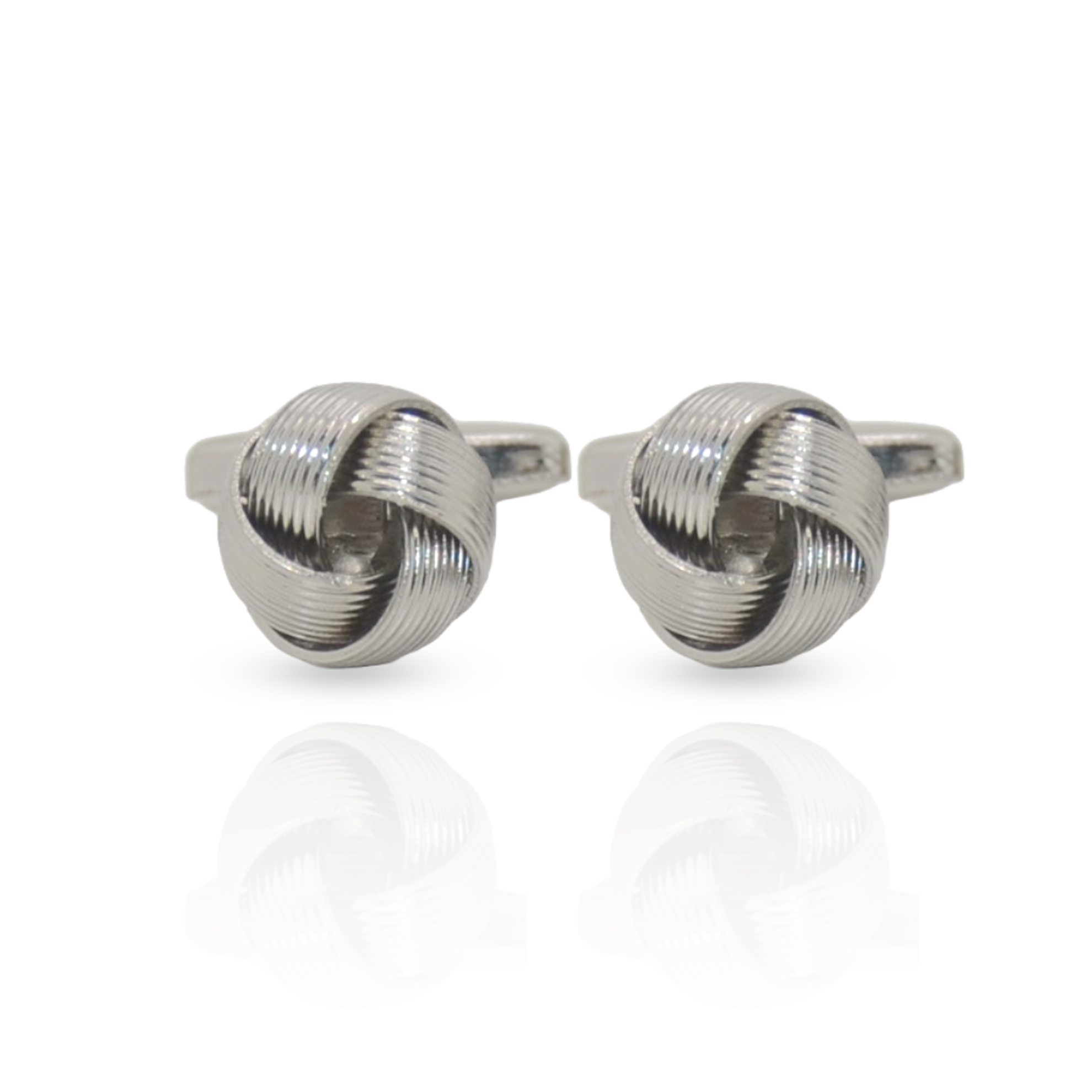 Cufflers Classic Gold and Silver Round Cufflinks with Free Gift Box – CU-0013 – Silver