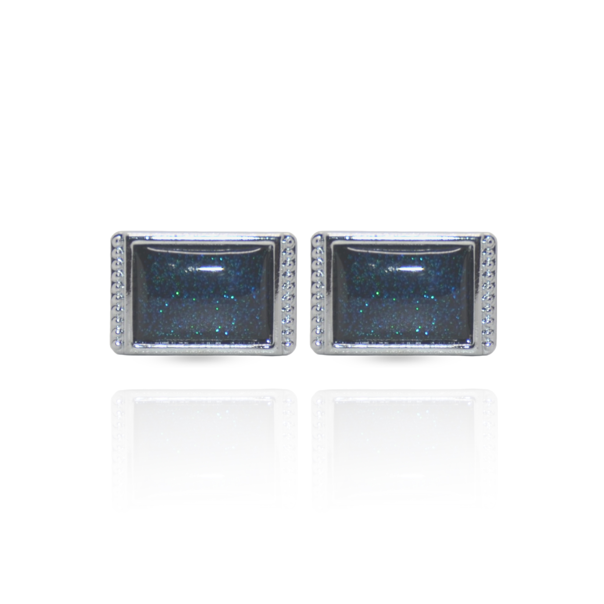 Cufflers Classic Purple Glitter Crystal Rectangle Cufflinks + Free Gift Box – CU-0020