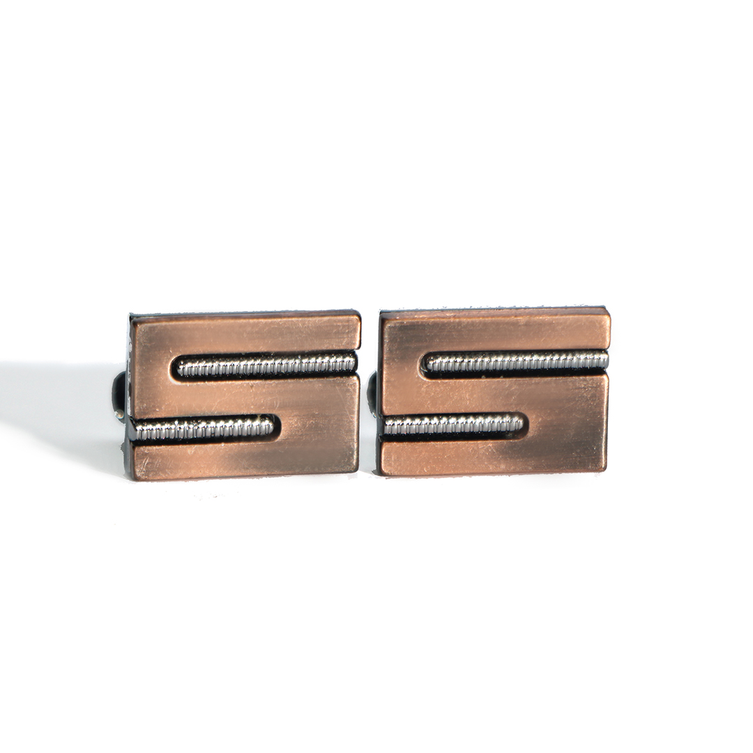 Cufflers Vintage Copper and Silver Rectangle Cufflinks with Free Gift Box – CU-1001 – Copper