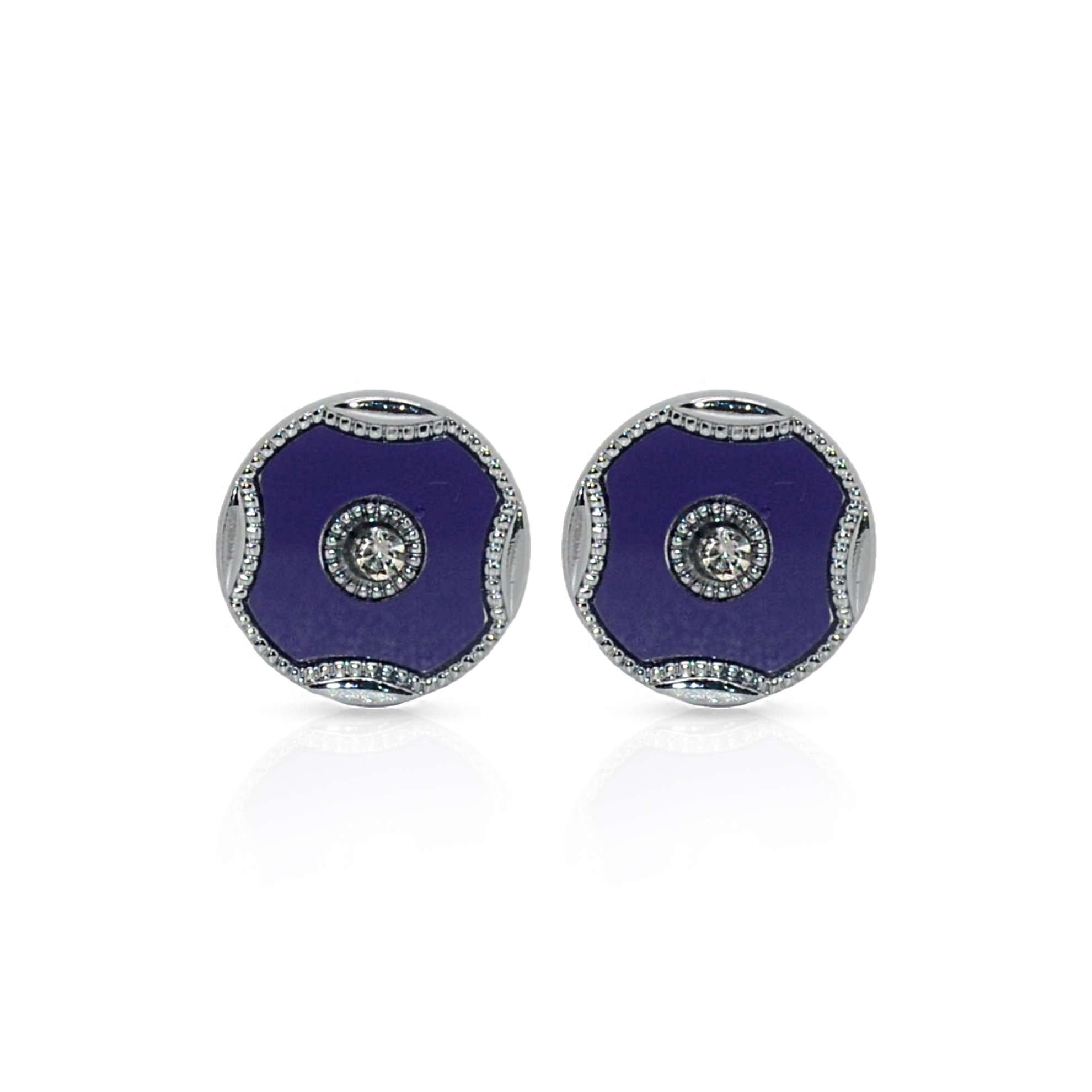 Cufflers Vintage Silver and Blue Round Cufflinks Free Gift Box – CU-1031