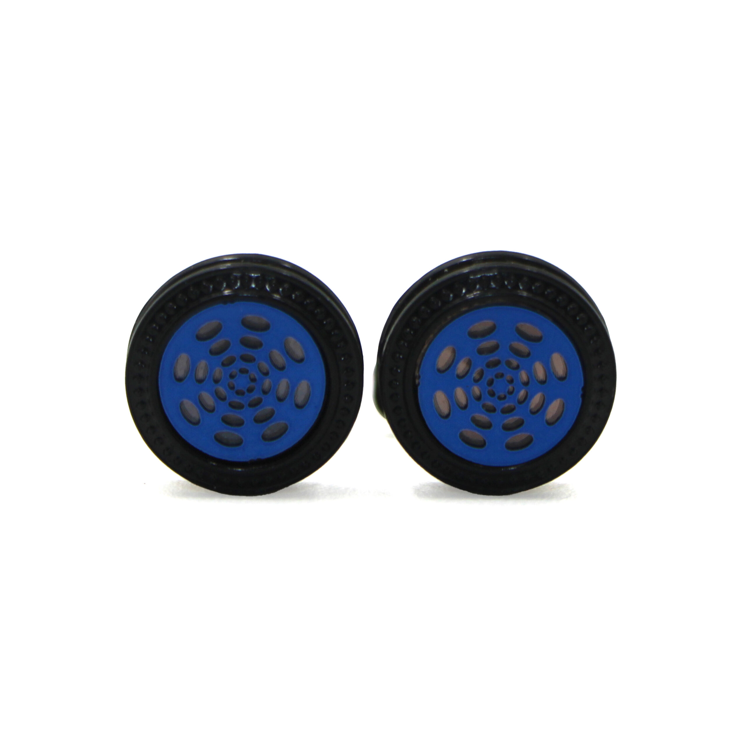 Cufflers Novelty Cufflinks with Free Gift Box – Stylish Black and Blue Round Design – CU-2012