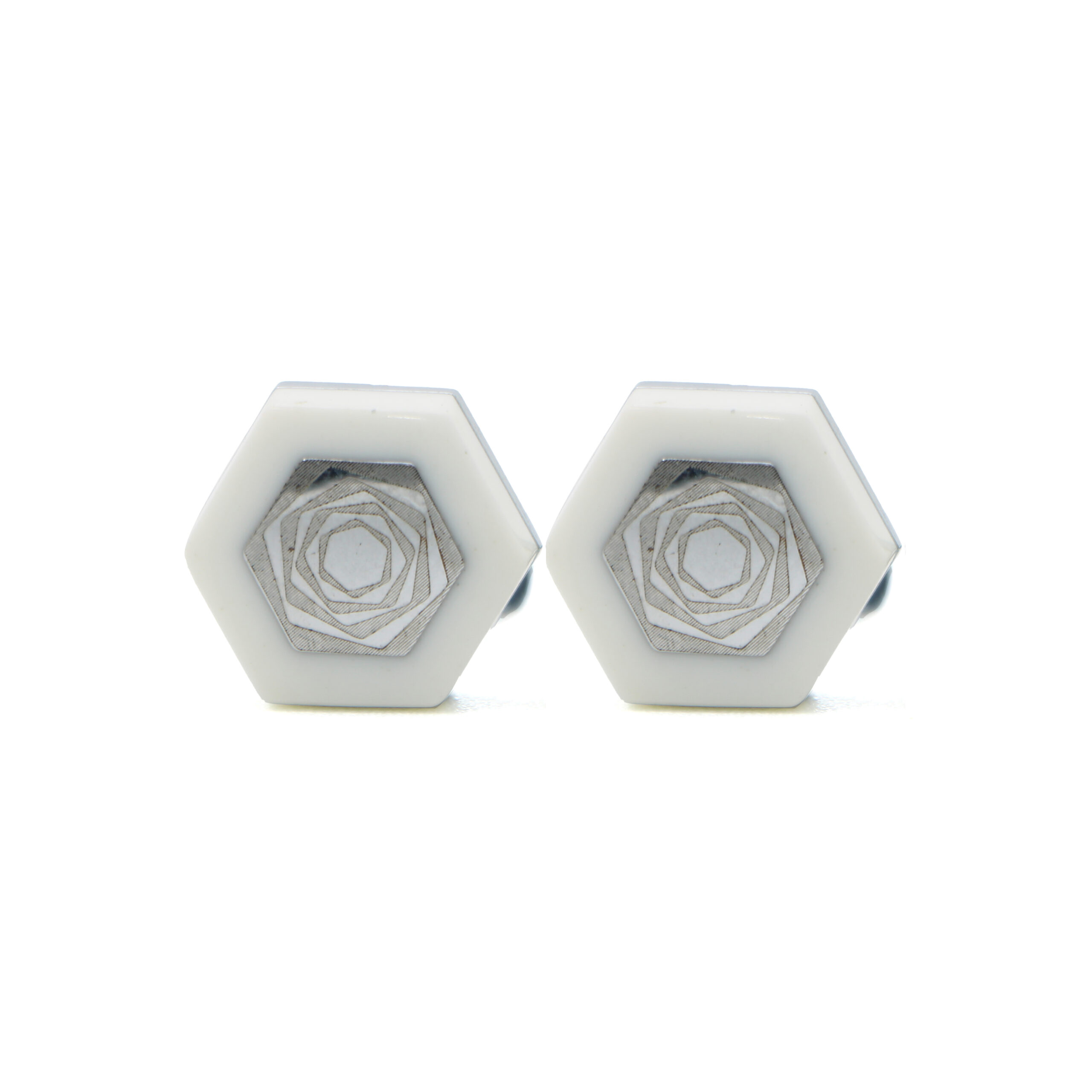 Cufflers Novelty Hexagon White Cufflinks with Free Gift Box – CU-2015 – White
