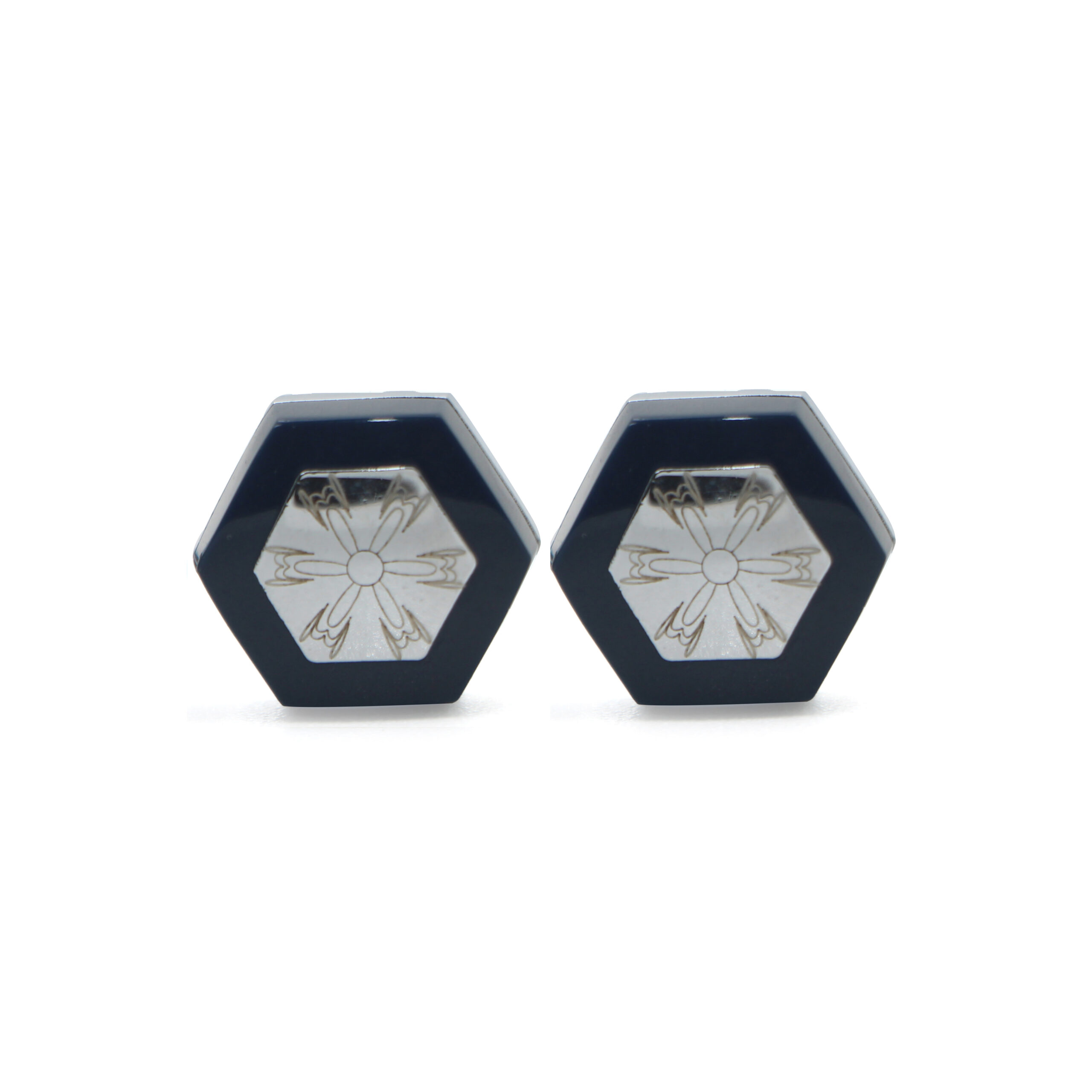 Cufflers Novelty Hexagon White Cufflinks with Free Gift Box – CU-2015 – Blue