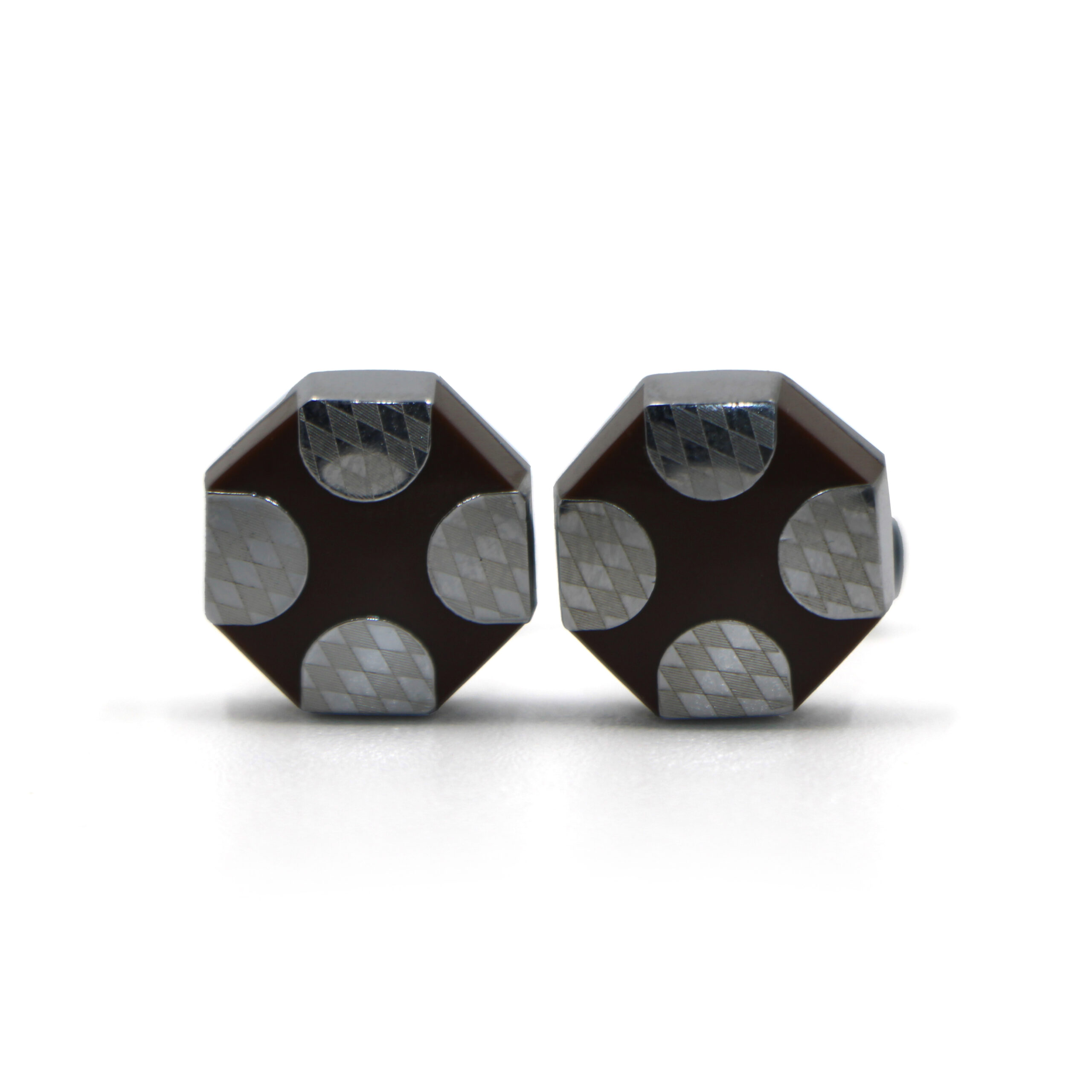 Cufflers Novelty Cufflinks with Free Gift Box – Black & Silver Hexagon Design – CU-2023