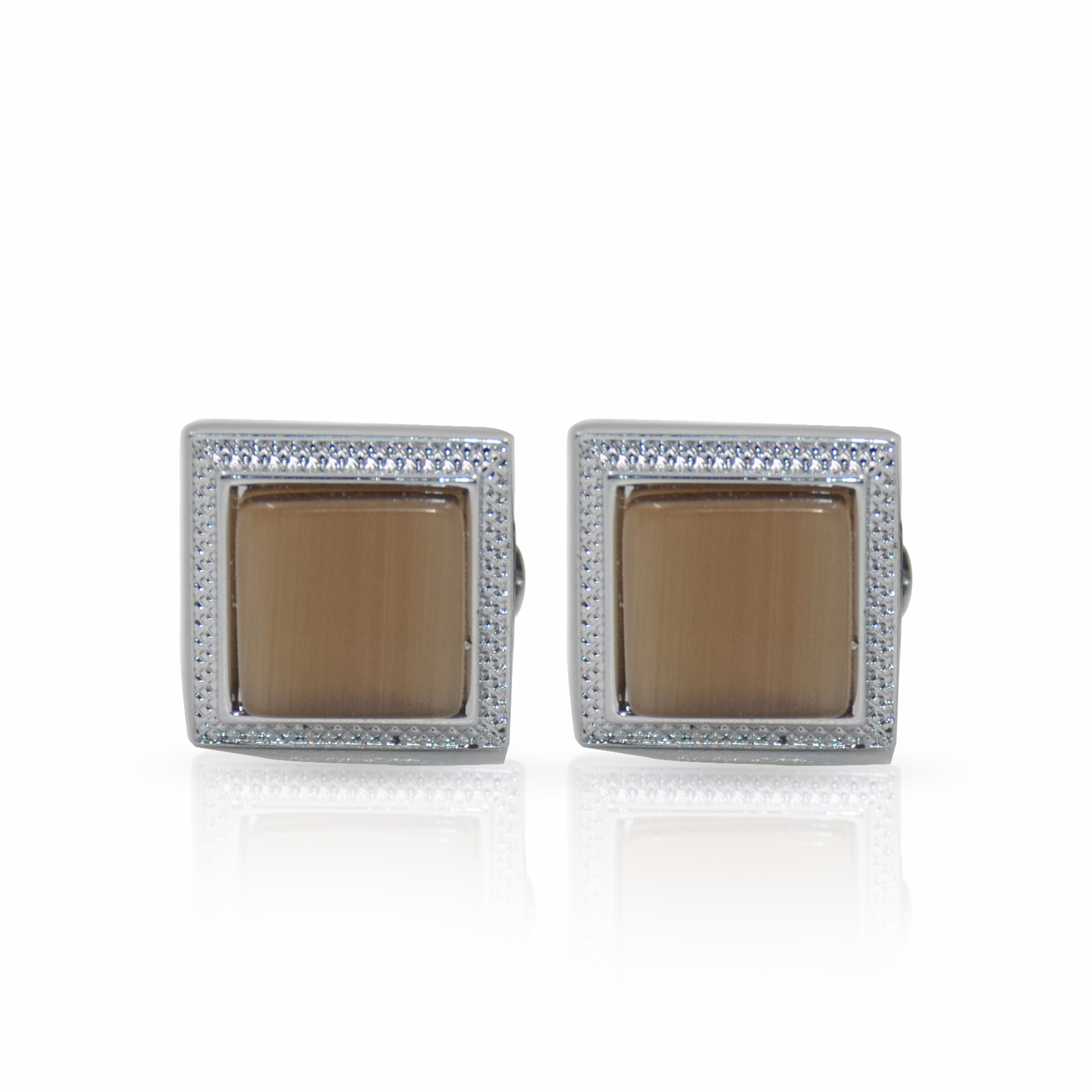 Cufflers Novelty Square Cufflinks CU-2030-C | Mid Brown Crystal | Free Gift Box