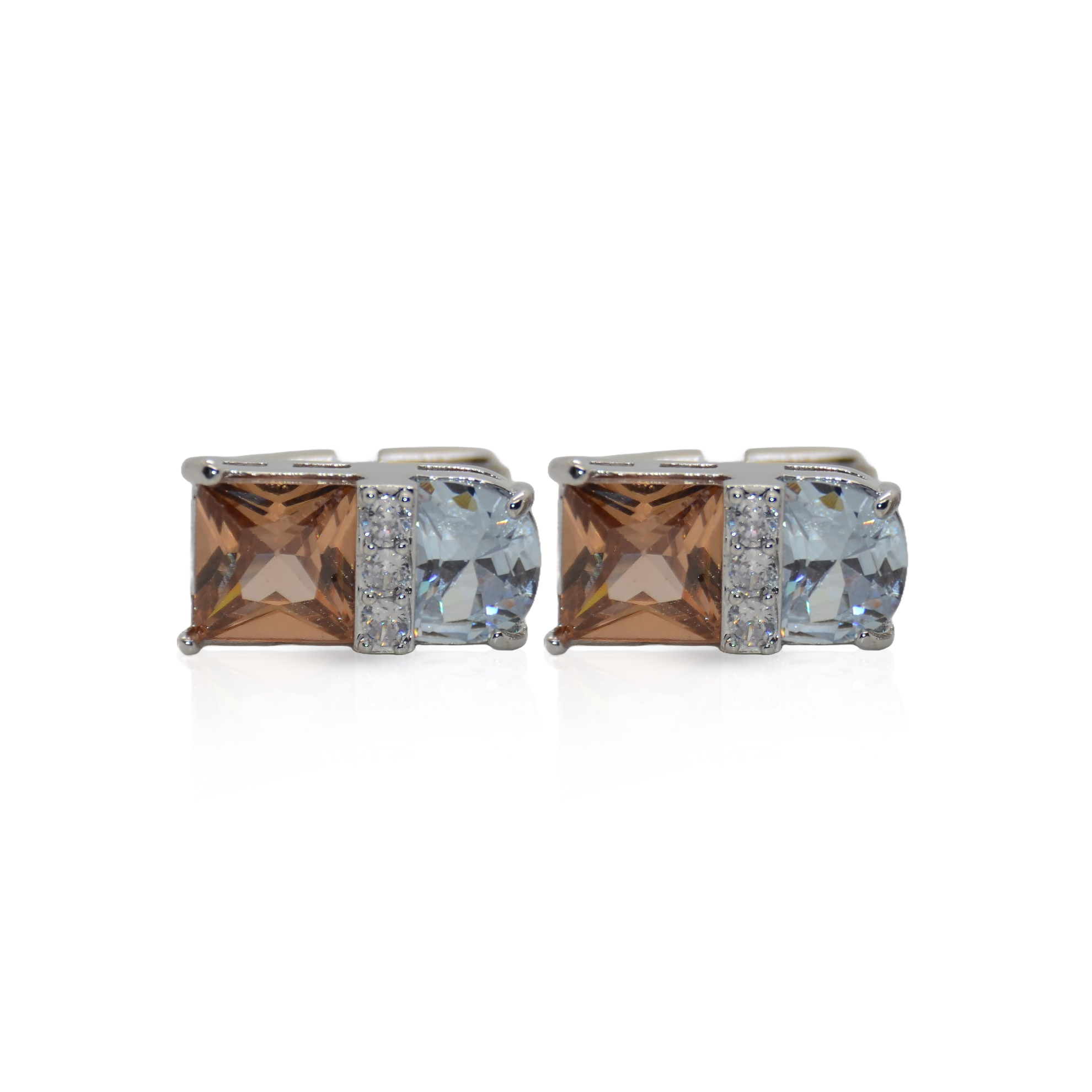 Cufflers Designer Silver Square Gemstone Cufflinks with Free Gift Box – CU-4027