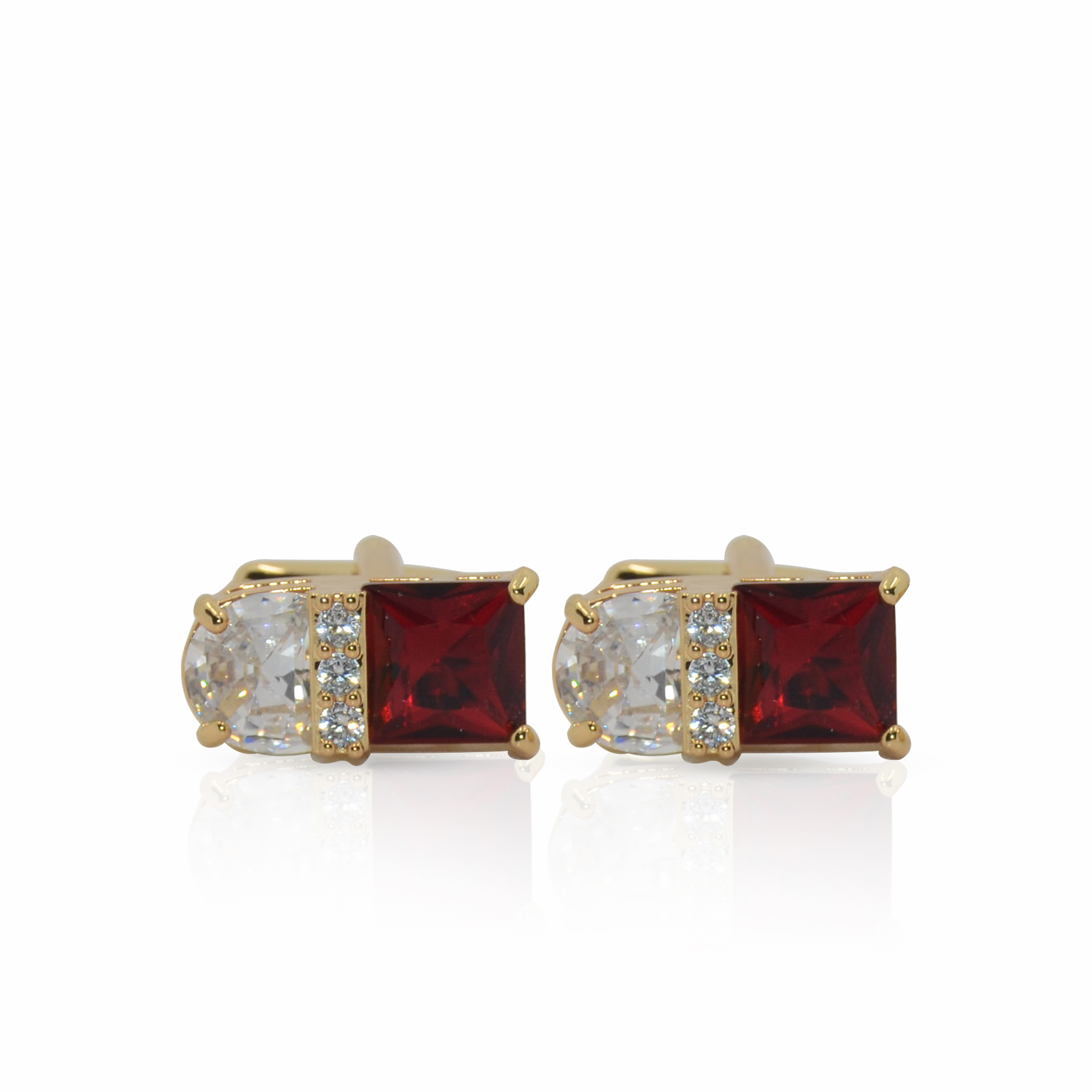 Cufflers Designer Red Square Crystal Cufflinks CU-4030-A with Free Gift Box
