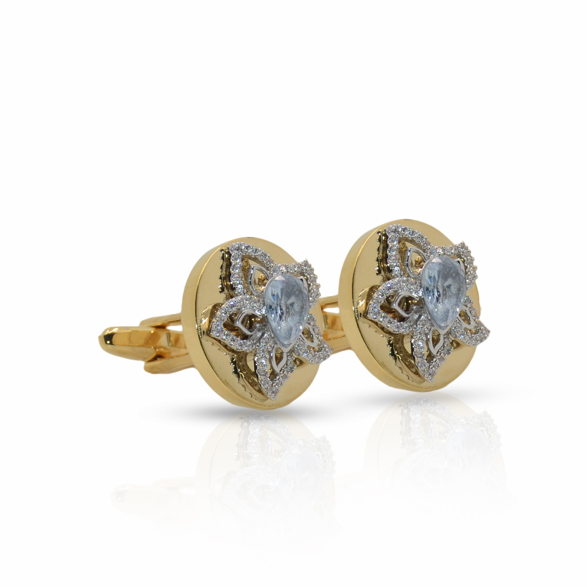 Cufflers Limited Edition Gold Round Cufflinks CU-5006 with Free Gift Box
